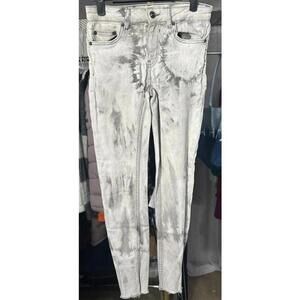 Zara Skinny Leg Black & White Tie Dye Jeans Woman's Size 4 Raw Hem